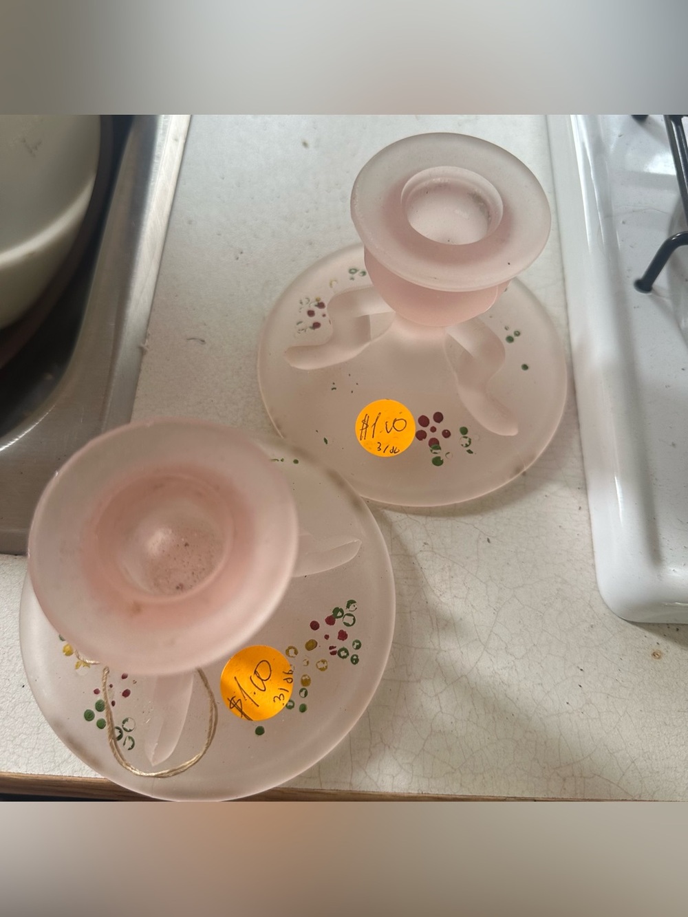 Vtg | Satin Frosted Candlesticks